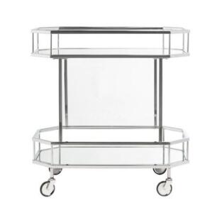 Wedding Catering minimalist Bar Serving Cart Metal Glass Tea Wine Serving Trolley 0