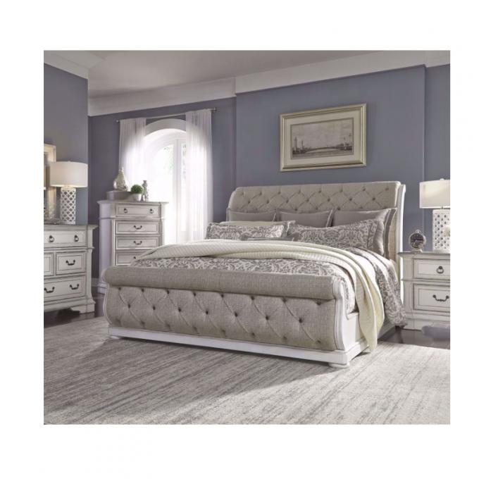 Wood Master Bedroom Furniture Upholstered Platform Bed 1