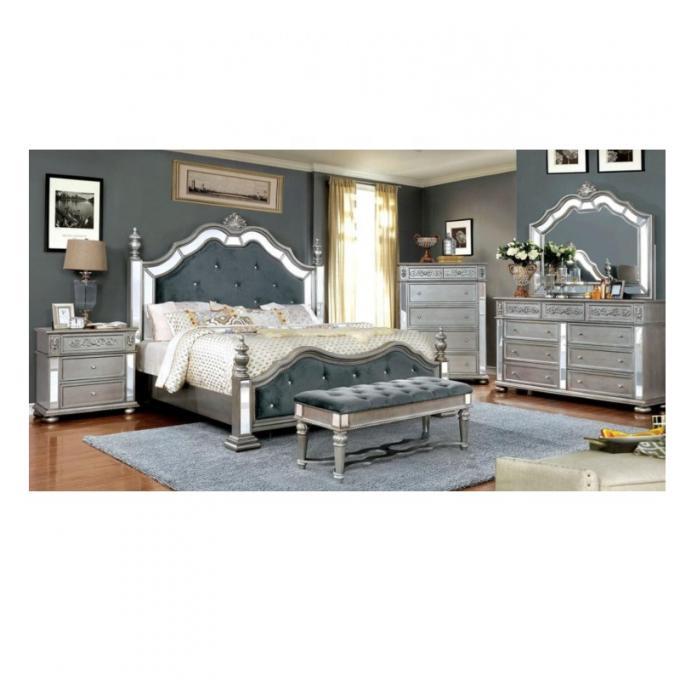 Wood Master Bedroom Furniture Upholstered Platform Bed 2