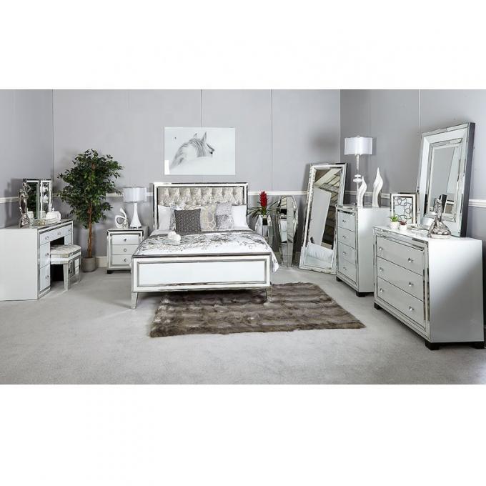 Wood Master Bedroom Furniture Upholstered Platform Bed 0