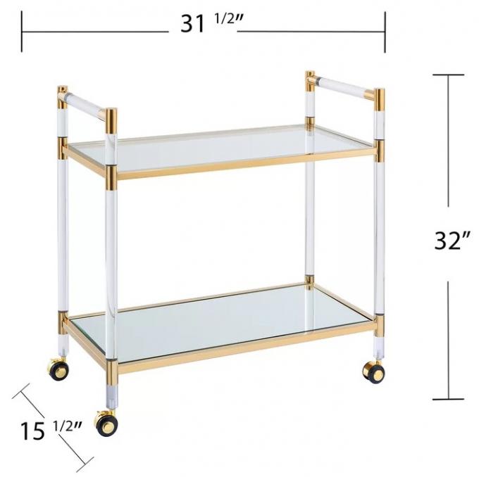 Clear Acrylic Mobile Stationary Bar Cart Drink Trolley Commercial Furniture 1