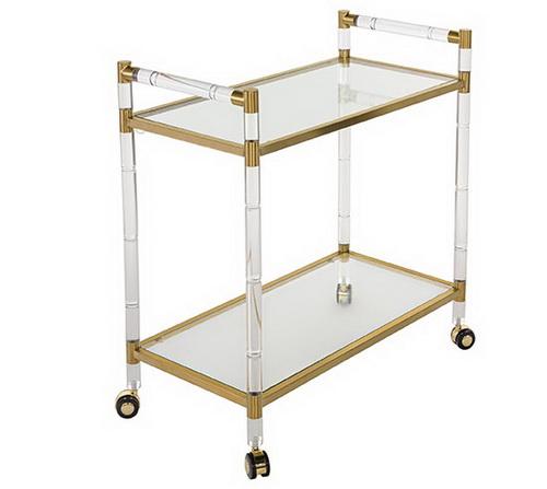 Clear Acrylic Mobile Stationary Bar Cart Drink Trolley Commercial Furniture 3
