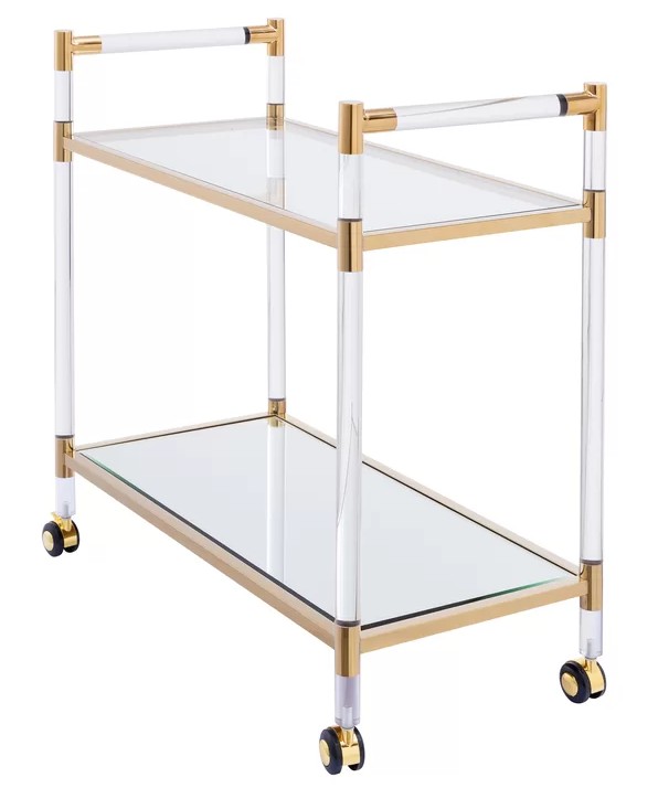 Clear Acrylic Mobile Stationary Bar Cart Drink Trolley Commercial Furniture 4