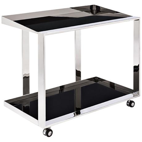 Stainless Steel Minimalist Bar Cart Trolley On Wheels For Beverage Apartment 0