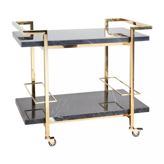 Marble Top Drinks Trolley Black Trolley Rattan Bar Cart 1