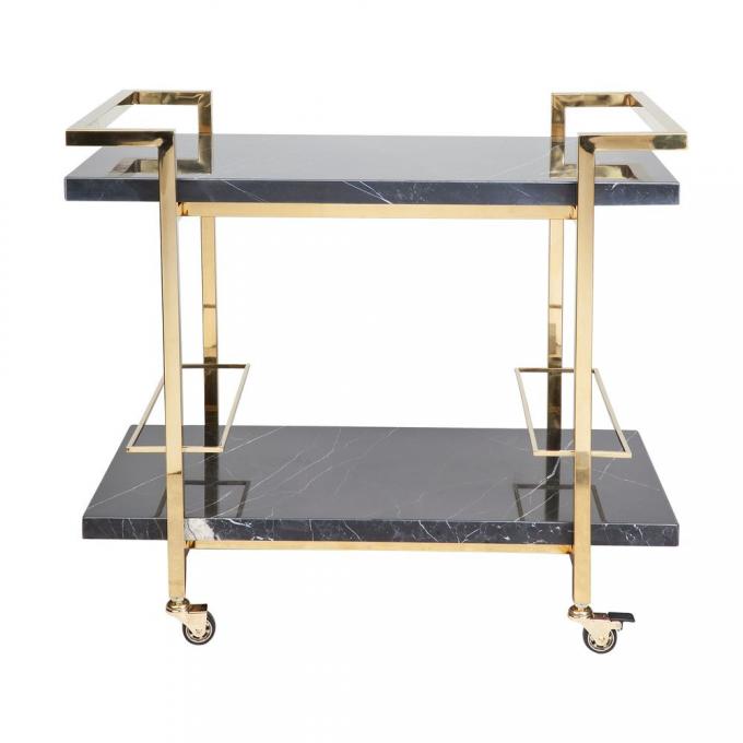 Marble Top Drinks Trolley Black Trolley Rattan Bar Cart 2