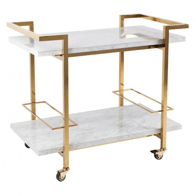 Marble Top Drinks Trolley Black Trolley Rattan Bar Cart 4