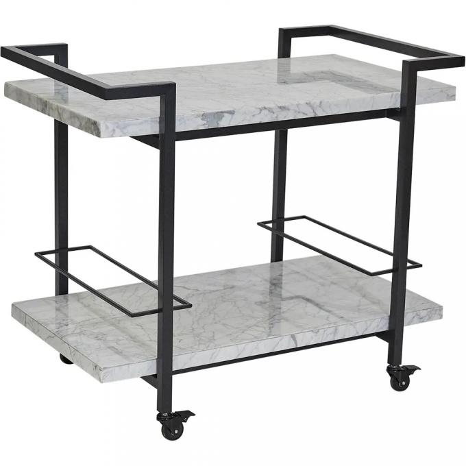 Marble Top Drinks Trolley Black Trolley Rattan Bar Cart 7