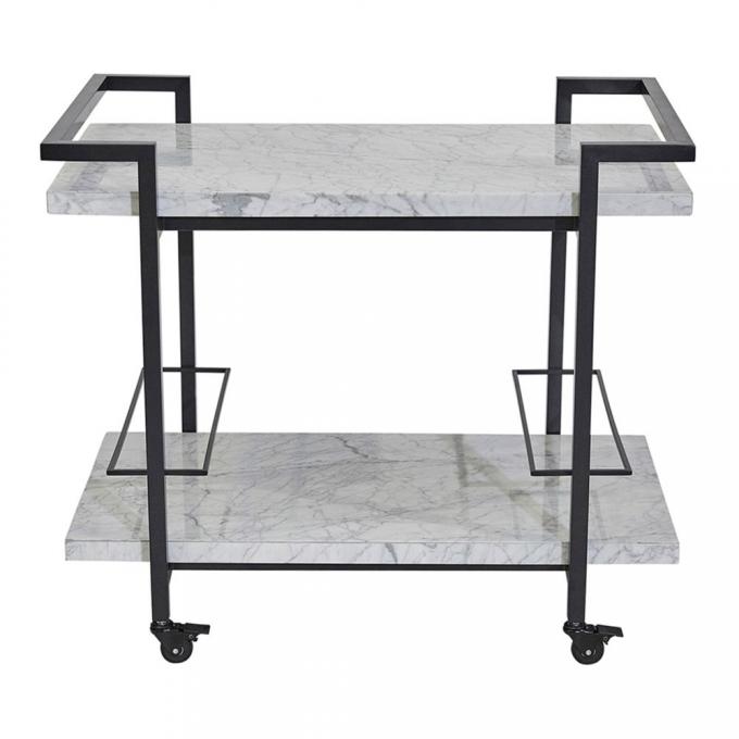 Marble Top Drinks Trolley Black Trolley Rattan Bar Cart 8