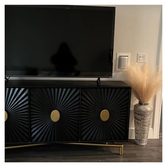 Customized 40 Inch Buffet Cabinet Black TV Sideboard MDF Material 4