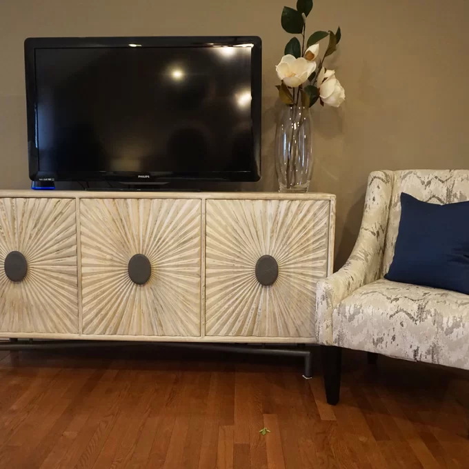 Customized 40 Inch Buffet Cabinet Black TV Sideboard MDF Material 5