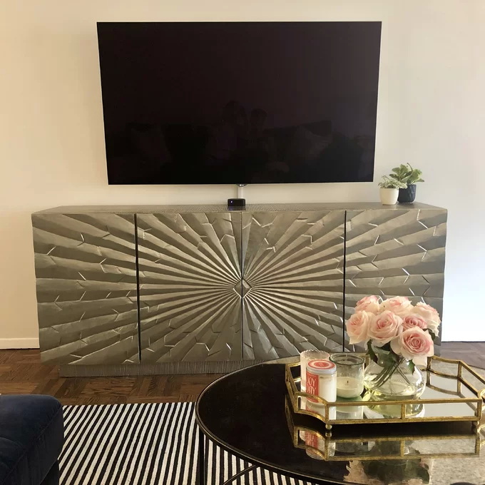 Mirrored Metal Sideboard Cabinet TV Stand Buffet Storage Unit OEM 6
