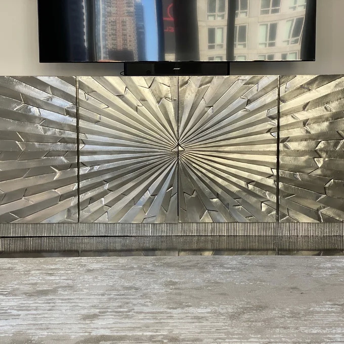 Mirrored Metal Sideboard Cabinet TV Stand Buffet Storage Unit OEM 7