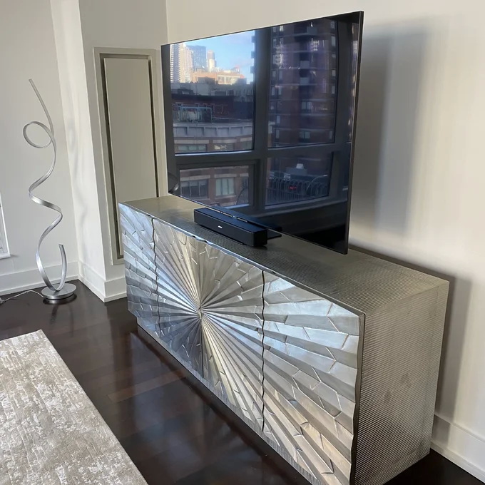 Mirrored Metal Sideboard Cabinet TV Stand Buffet Storage Unit OEM 9