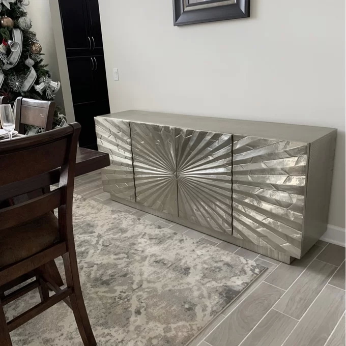 Mirrored Metal Sideboard Cabinet TV Stand Buffet Storage Unit OEM 10
