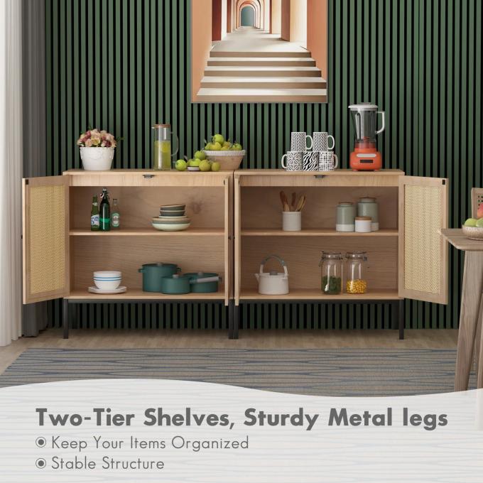 Decorative MDF Slat Wood Cabinet Sideboard Kitchen Apartment 2
