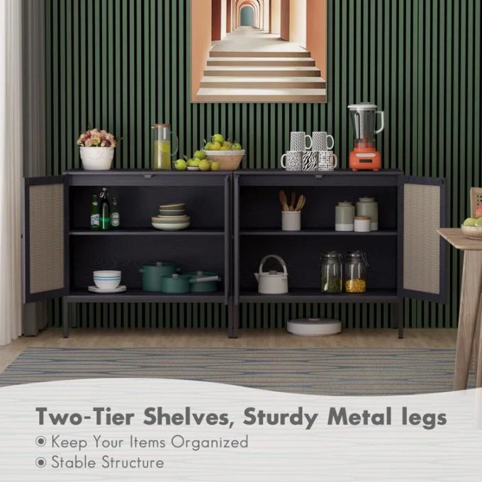 Decorative MDF Slat Wood Cabinet Sideboard Kitchen Apartment 11