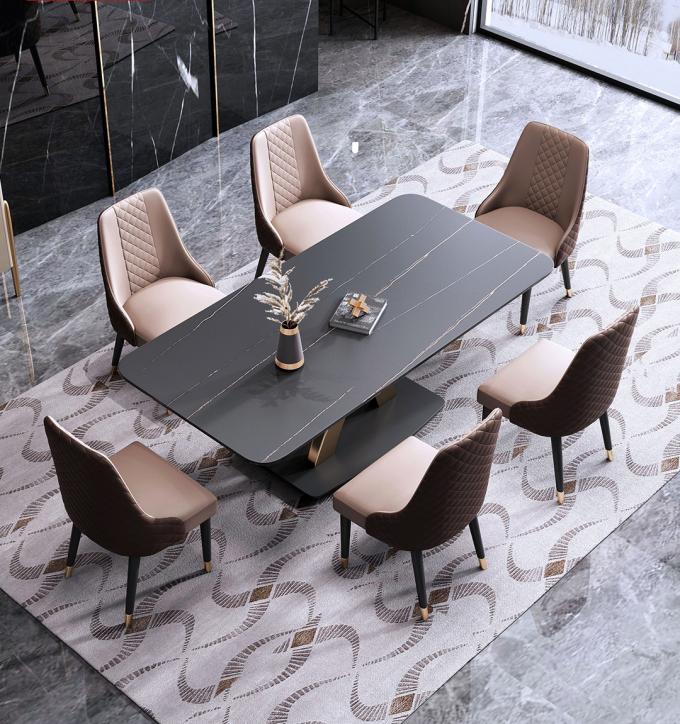 OEM Black Dining Table Marble Onyx Modern Furniture 4