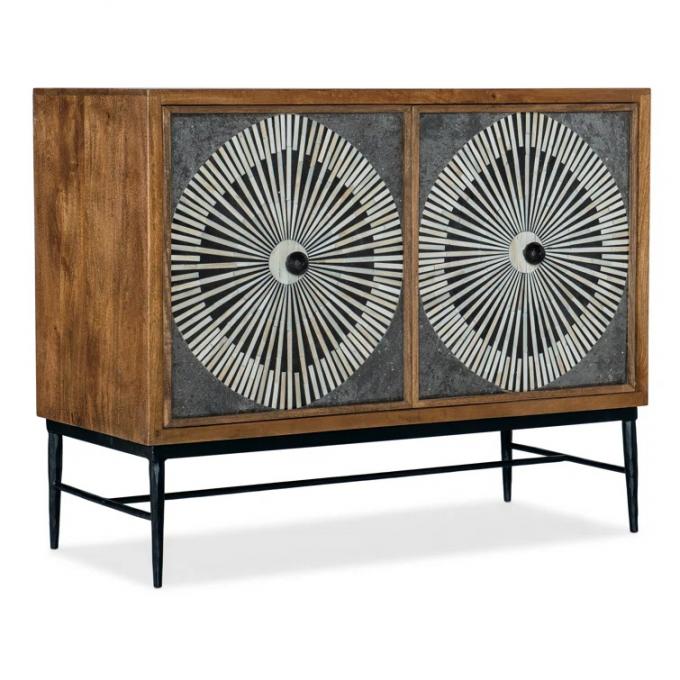 Contemporary Low Wooden Sideboard TV Cabinet Brown 4 Door 2