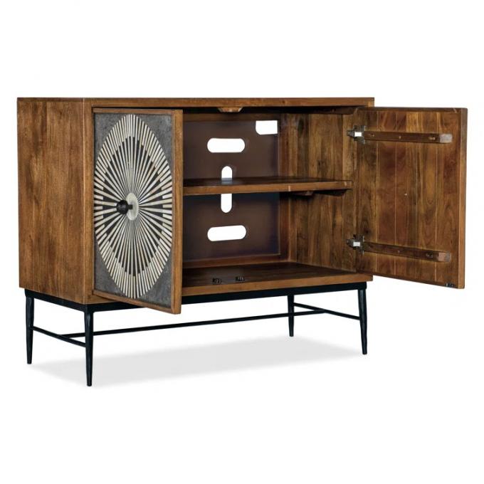Contemporary Low Wooden Sideboard TV Cabinet Brown 4 Door 3