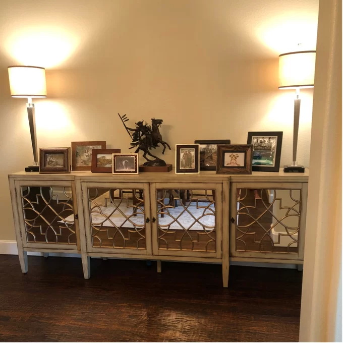 Black Mirror Credenza Cabinet Sideboard Organizer Set For Living Room TV 12
