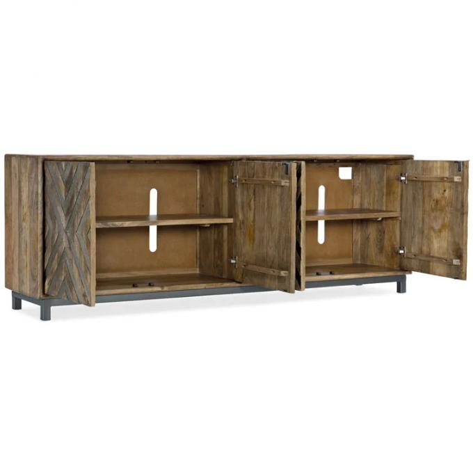 Custom Wooden Kitchen Sideboard Media Console With Glass Doors 1