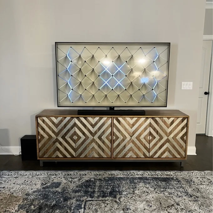 Custom Wooden Kitchen Sideboard Media Console With Glass Doors 3