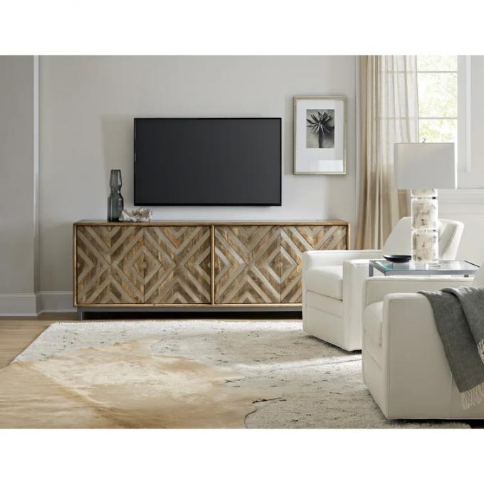 Custom Wooden Kitchen Sideboard Media Console With Glass Doors 2