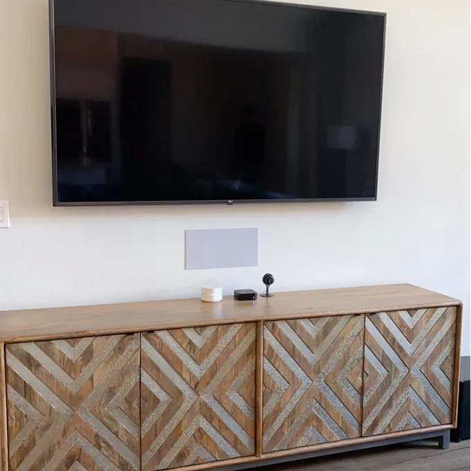 Custom Wooden Kitchen Sideboard Media Console With Glass Doors 4