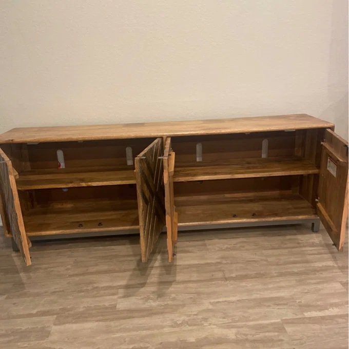 Custom Wooden Kitchen Sideboard Media Console With Glass Doors 8