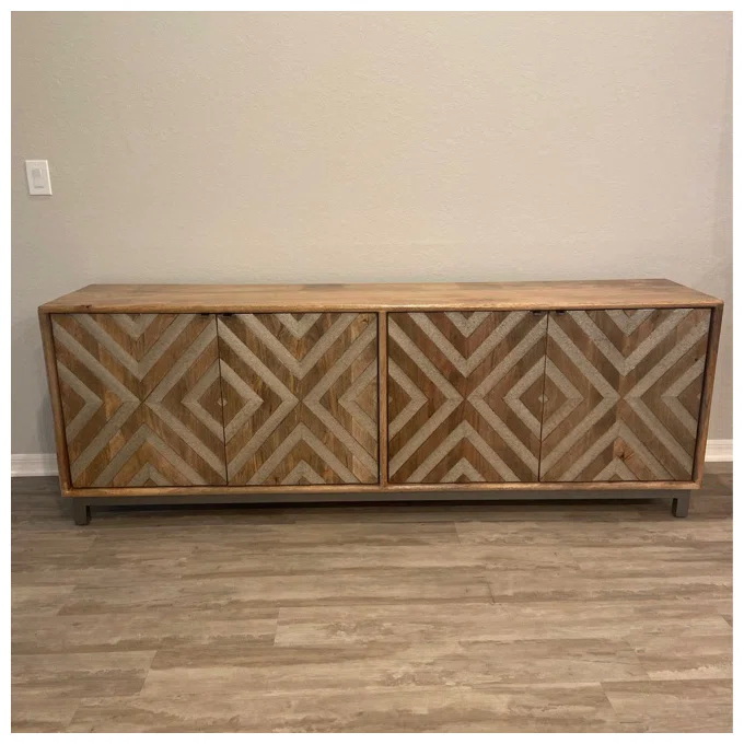 Custom Wooden Kitchen Sideboard Media Console With Glass Doors 7