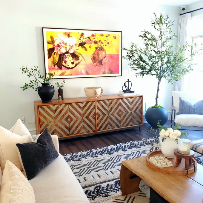 Custom Wooden Kitchen Sideboard Media Console With Glass Doors 9