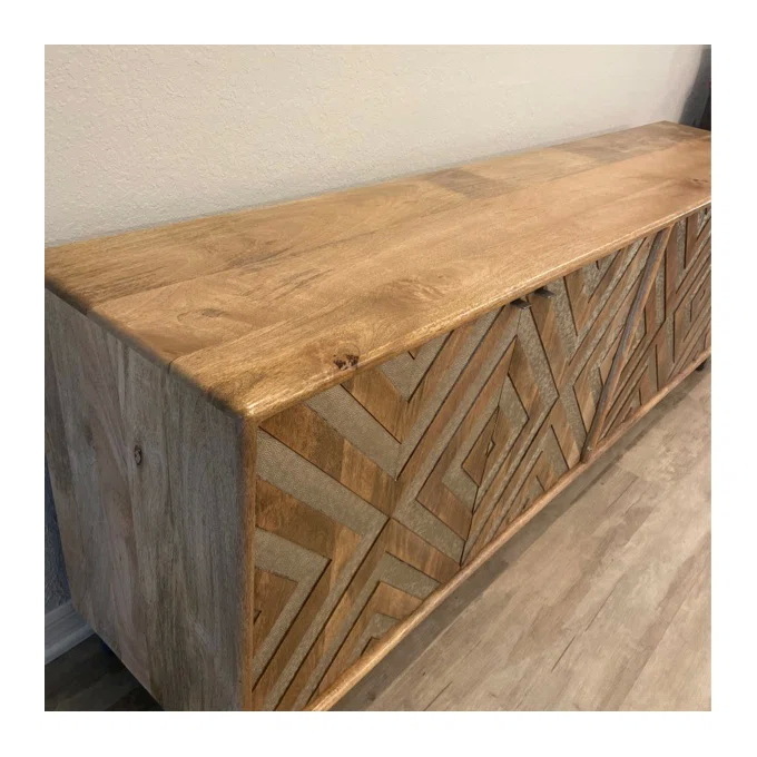 Custom Wooden Kitchen Sideboard Media Console With Glass Doors 10