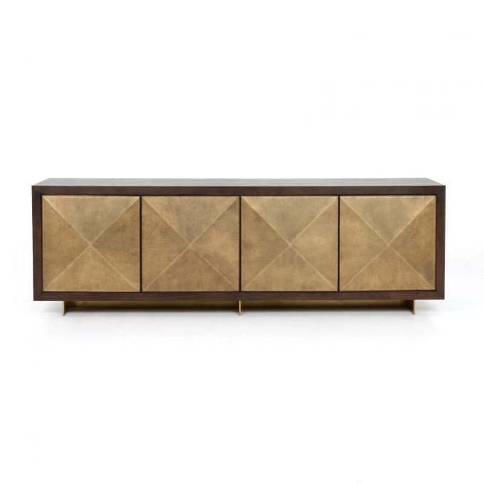 Dark Solid Wood Walnut Sideboard Wooden Buffet Cabinet OEM 3