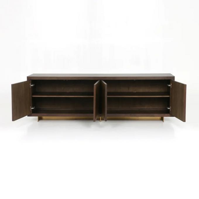 Dark Solid Wood Walnut Sideboard Wooden Buffet Cabinet OEM 4