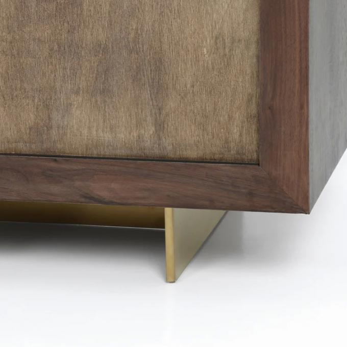 Dark Solid Wood Walnut Sideboard Wooden Buffet Cabinet OEM 6