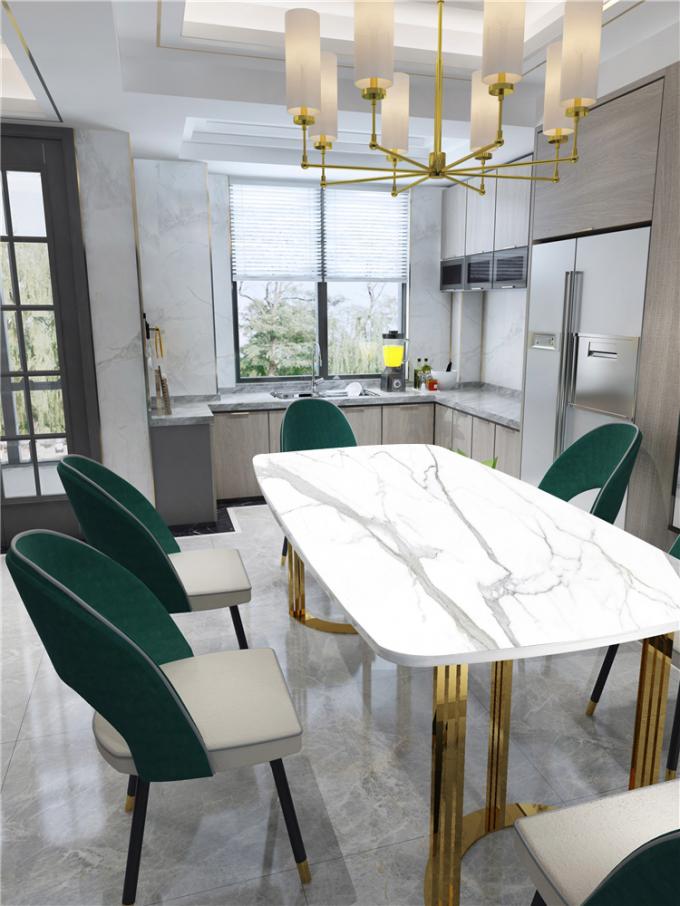 Adjustable 6 Person Round Dining Table Marble Stone Slab Top 0