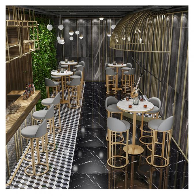 Modern High Gold Outdoor Italian Colorful Metal Frame Iron Bar Stools for Restaurants 0