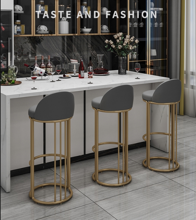 Modern High Gold Outdoor Italian Colorful Metal Frame Iron Bar Stools for Restaurants 3