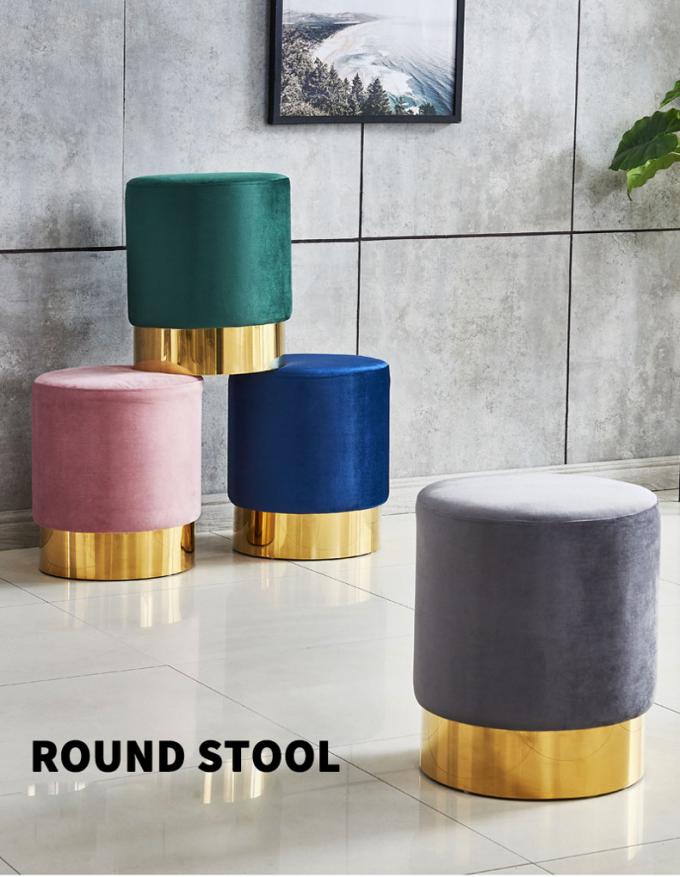 Velvet Seat Metal Counter Bar Stools Chair for Coffee Shop and Living Room Function 2