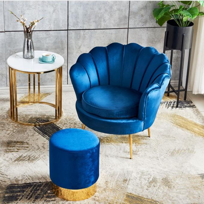 Velvet Seat Metal Counter Bar Stools Chair for Coffee Shop and Living Room Function 7