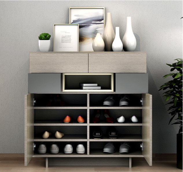Plywood Slim Wooden Shoe Cabinet Rack Storage Modern Home Furniture 3 Tier 7