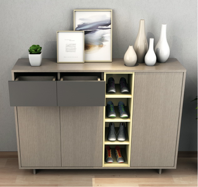 Plywood Slim Wooden Shoe Cabinet Rack Storage Modern Home Furniture 3 Tier 2