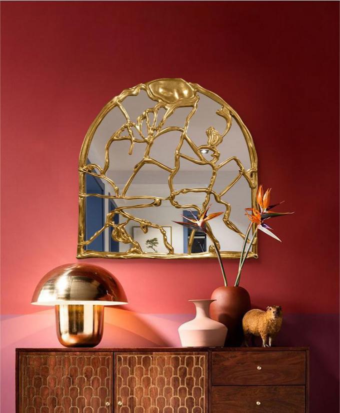 Full Length Hanging Brushed Brass Mirror 100x200cm Decorative 2