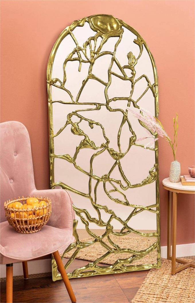 Full Length Hanging Brushed Brass Mirror 100x200cm Decorative 4