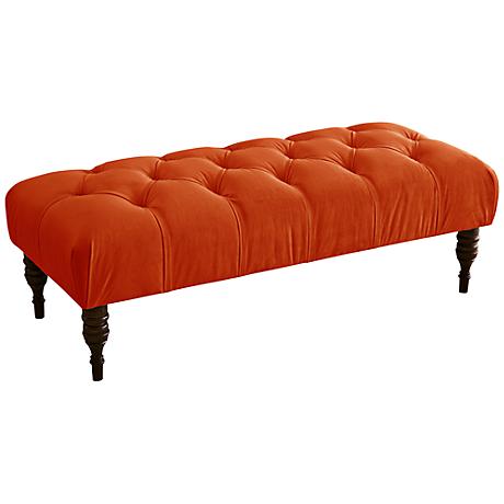Indoor Ottoman Bench Upholstered Velvet Pink Red Green 1