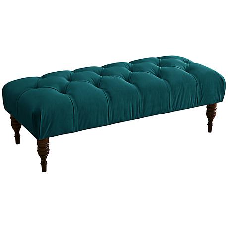 Indoor Ottoman Bench Upholstered Velvet Pink Red Green 0