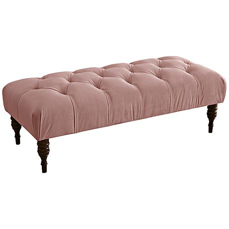 Indoor Ottoman Bench Upholstered Velvet Pink Red Green 2