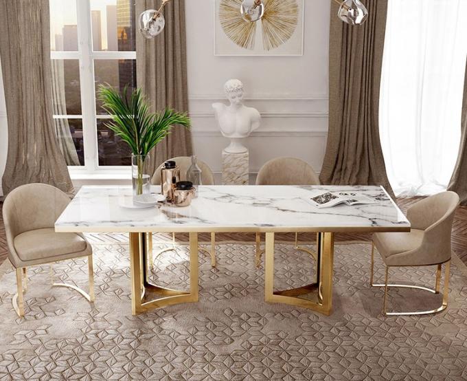 2020 Hot Seller Marble Inlay Dining Table with Customized Design and Solid Pattern 0