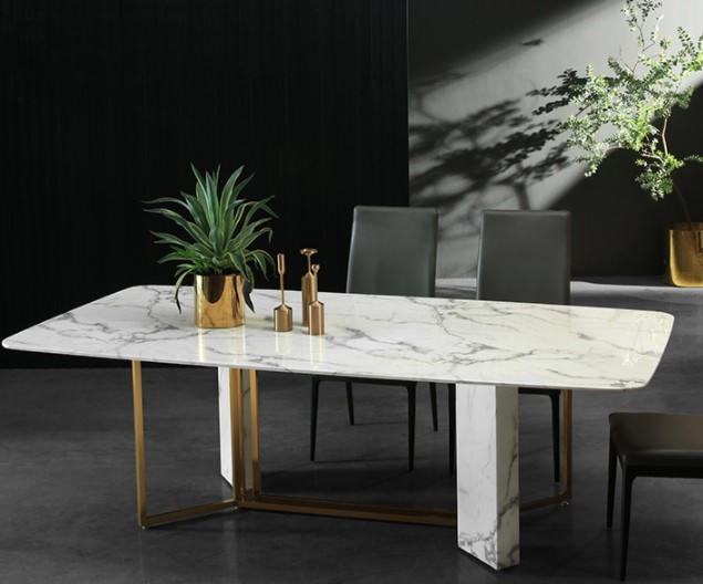 2020 Hot Seller Marble Inlay Dining Table with Customized Design and Solid Pattern 2